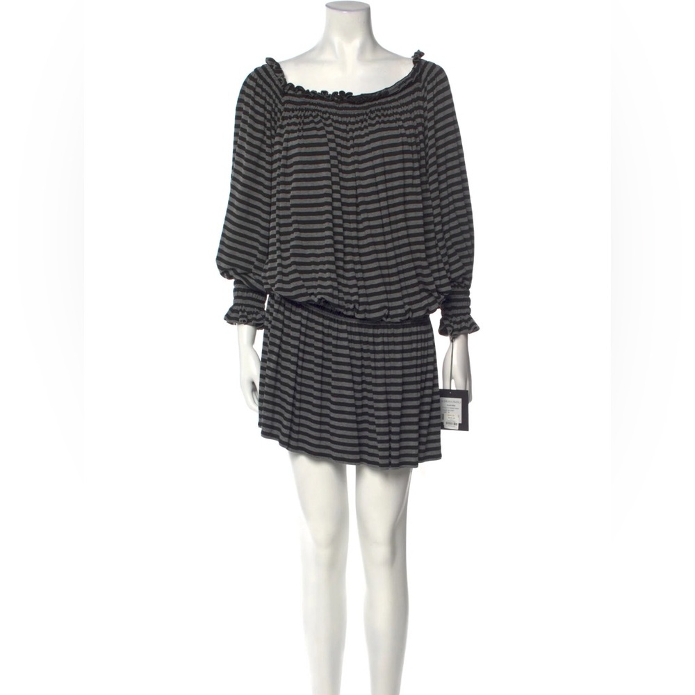 Norma Kamali Striped Shirred Mini Dress Size M